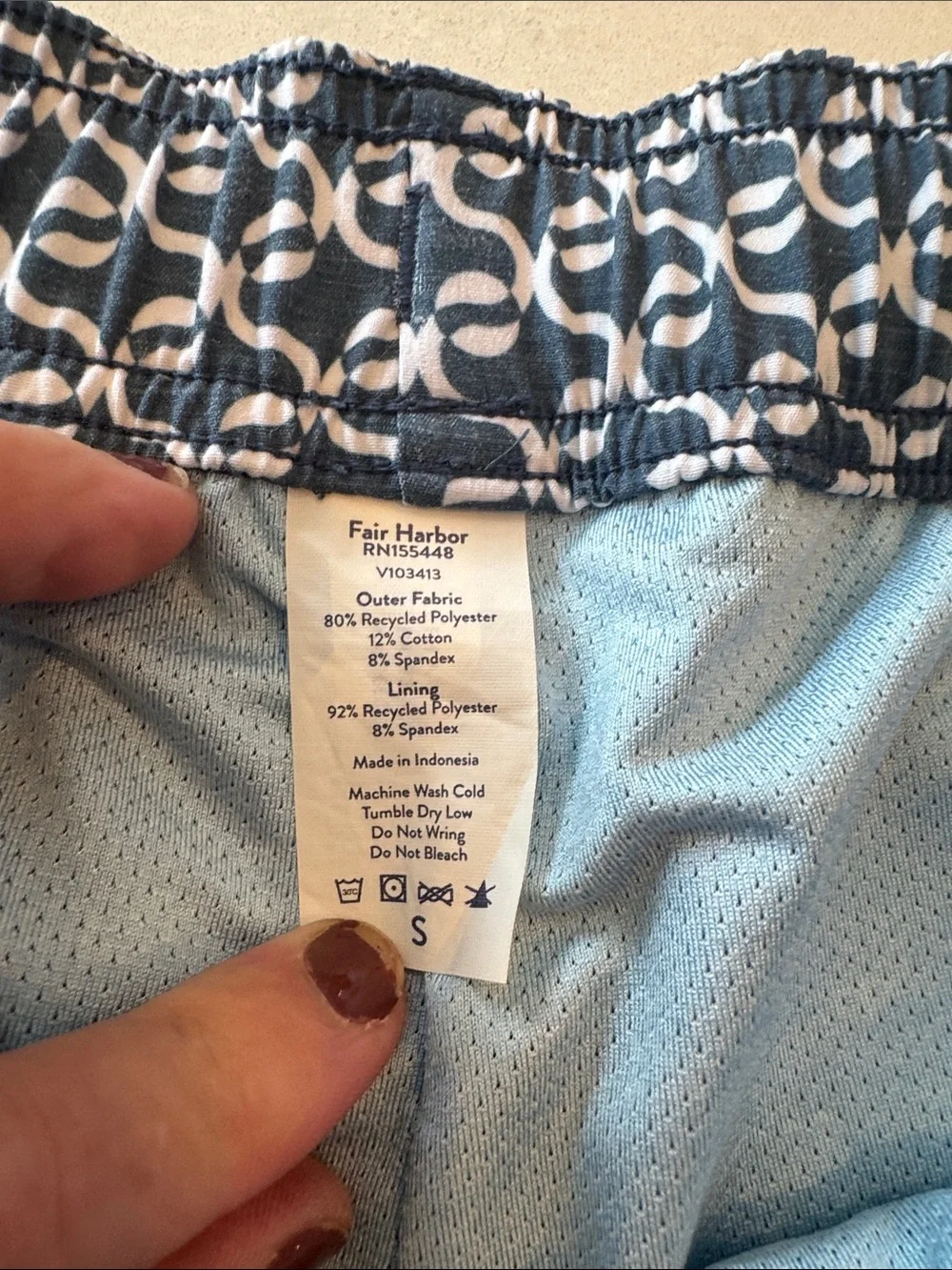 Fair Harbor Navy & White Repeat-Logo Swim Trunks